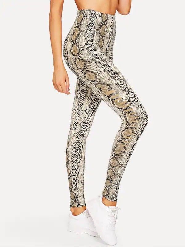New Women's Ladies Animal Snake Print Leggings Pants Full Length Size 8-22