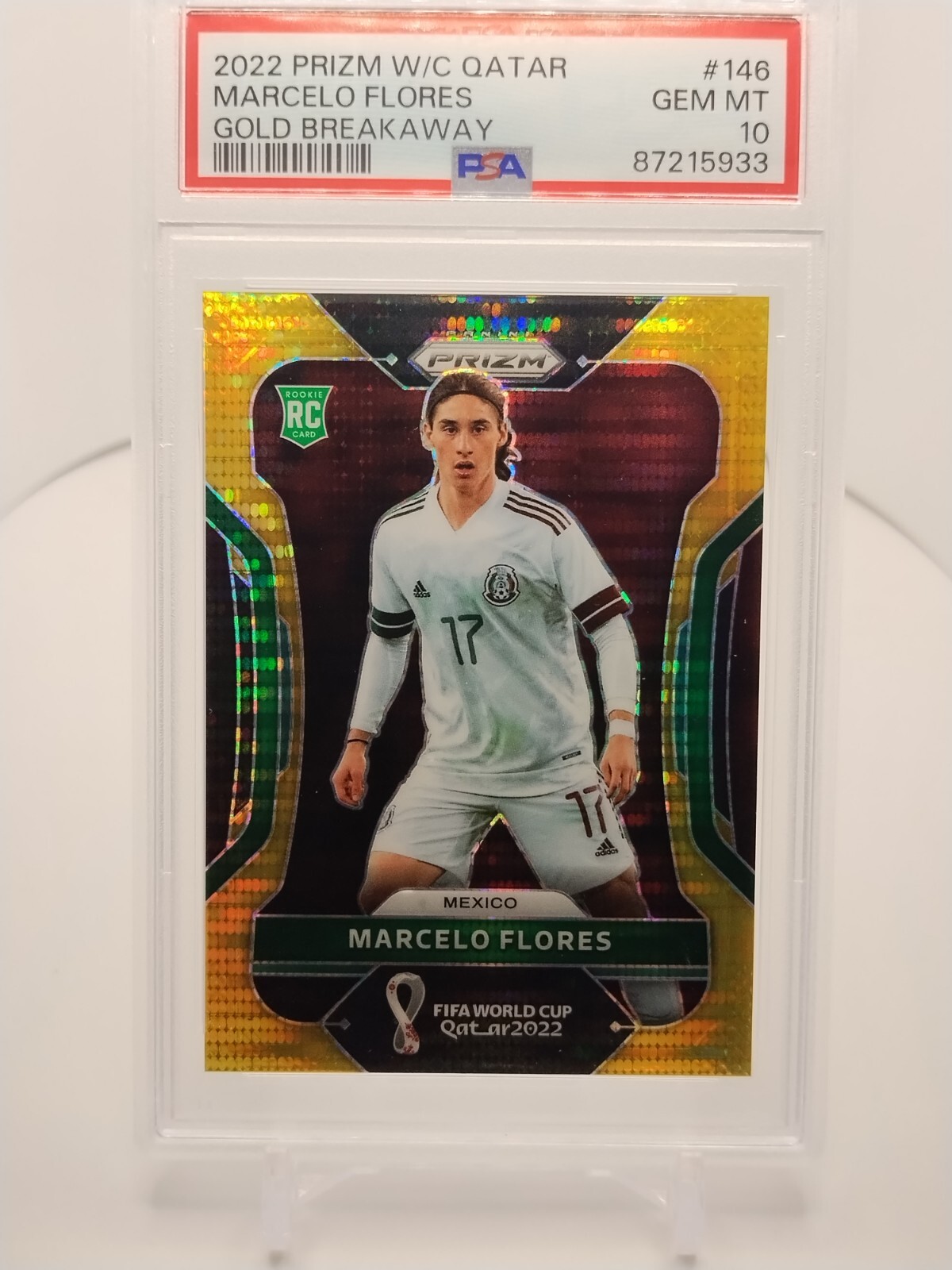 Marcelo Flores 2022 Prizm World Cup Prizms Breakaway Gold RC PSA 10 3/10 POP 1
