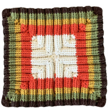 VINTAGE Extra Large Granny Square Handmade Retro Fall Colors Crochet 16  x16  