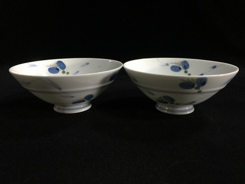 P1468 / Pottery / Rice Bowl Cup CHAWAN 2pc / Signed / Japanese Vintage