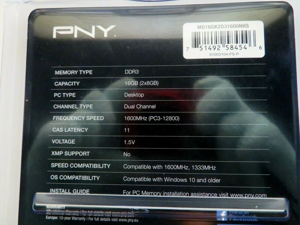 PNY Memory Sticks DDR3|16GB|2x8GB - Image 3 of 4