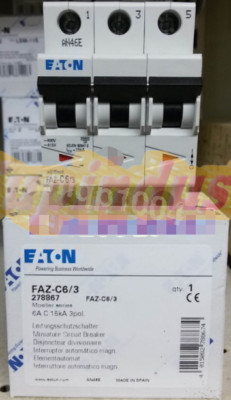 1PCS New Eaton Moeller  FAZ-C6/3 Circuit Breakers 3P 6A C-Type Brand~
