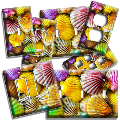 VIBRANT SCALLOP SEA SHELLS LIGHT SWITCH OUTLET WALL PLATE NAUTICAL HD ROOM DECOR