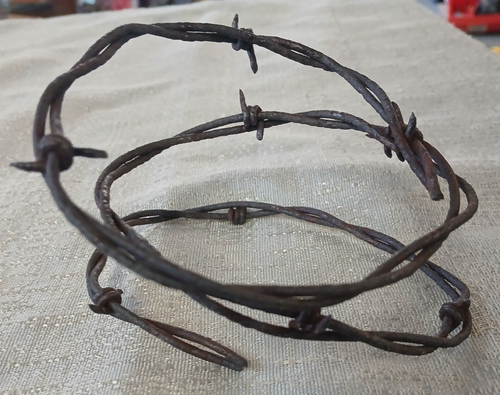 Antique Vintage Bronze Figure of Jesus Christ WWI Barbed Wire 6'' Tall Figurine - Picture 17 of 17