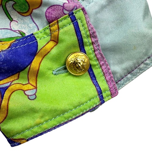Gianni Versace Baroque Silk Shirt Vintage 90s Womens 42 Pastel Floral Blouse - Picture 10 of 17