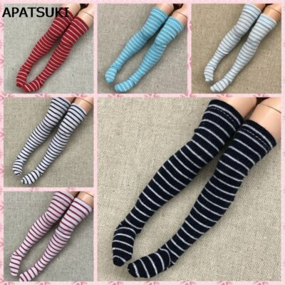 1pair Striped Stockings For 11.5in Doll Thigh High Stockings For Blyth Doll Sock