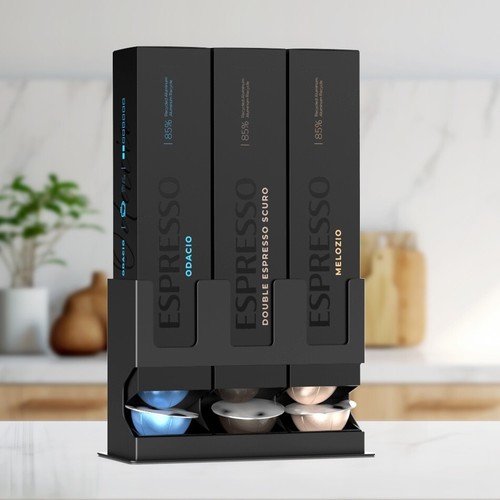 Nespresso Vertuo Pod Spender Halter - 3 Box/30 Kapseln Organizer Ständer (schwarz) - Bild 5 von 8