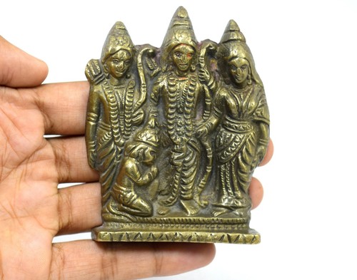Hindu Religious Brass Figure - Vintage Ram Family Statue Office Décor. G53-259 - Picture 6 of 8