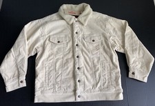 Levi  s Women  s Size Small S Corduroy Trucker Jacket Beige Sherpa Lined NEW