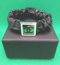 Auth CHANEL Coco mark scrunchie hair accessories black gold ladies Italy 2914D