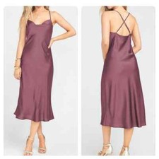 Show Me Your Mumu Verona Cowl Dress Dusty Plum Luxe Satin Dress NWT