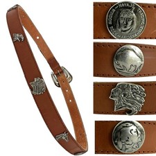 Vtg Navajo Trading Co Leather Southwestern Native American Western Concho Belt L