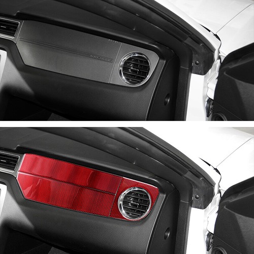 3*Red Carbon Fiber Co-pilot Air Vent Outlet Cover For Ford Mustang 2009-2013 LHD - Picture 2 of 7