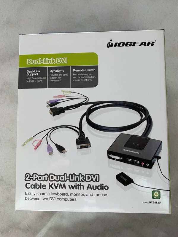 IOGEAR 2-Port Dual-Link DVI, Cable KVM with Audio, GCS982U