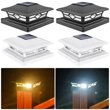 2Pack LED Solar Post Deck Cap Lights Outdoor Dock Fence Lamp / 2 Lighting Colors