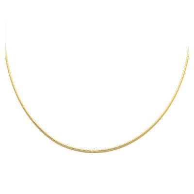 14K massives Gelbgold 1 mm funkelnde Omega Halskette 17 Zoll für Frauen
