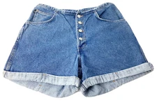 Vintage Gitano Womens High Rise Mom Denim Jean Shorts 10 Button Fly Cuffed EUC