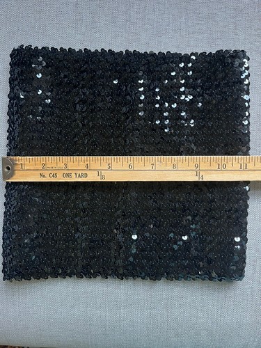 Vintage 80s Black Sequin Sequence Tube Top Disco Glam Rock Rubber One Size - Picture 7 of 11