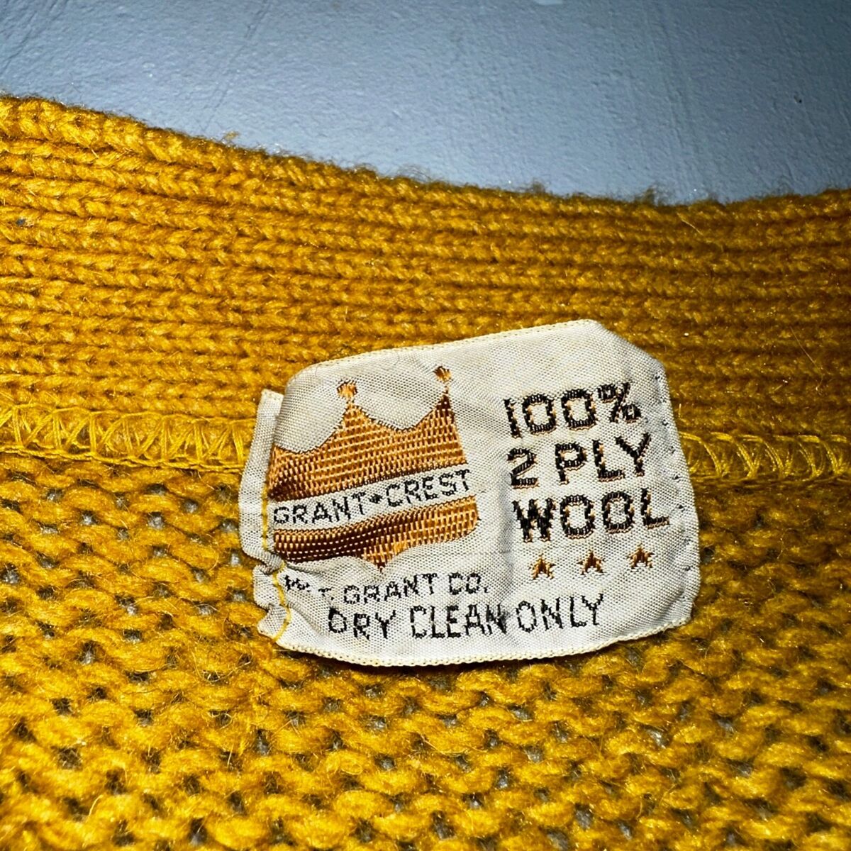 Vintage 60s Grant Crest Wool Cardigan Sweater M Yellow Vintage 60s Grant Crest Wool Cardigan Sweater M Yellow