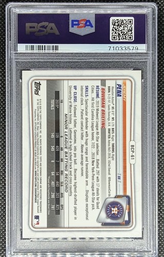 Jeremy Pena 2020 Bowman Chrome 1st Prospect PSA 10 Astros - Bild 2 von 2