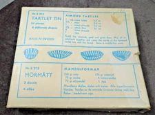 NIB Mormatt Tartlet Tin Set  - 24 Pieces 4 Shapes Made in Sweden Nr. B 213