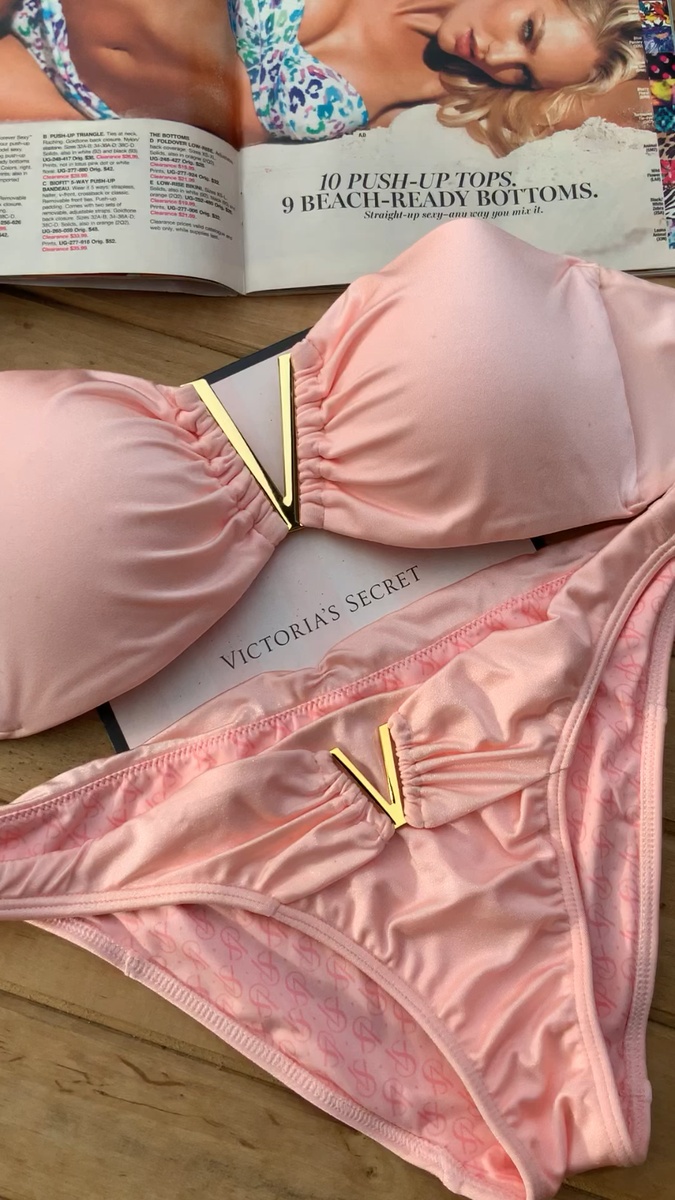 Victoria's Secret V-Wire Push Up Bandeau Hipkini Bikini Set NWOT M