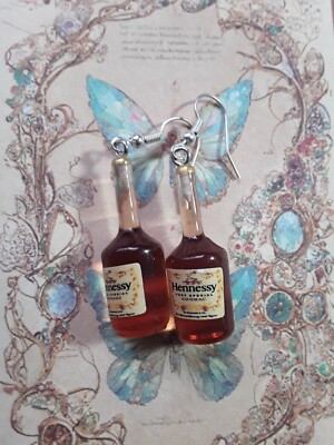  3D Handarbeit, Neuheit, Kitsch, Kawaii, Cognac Flasche Ohrringe, 