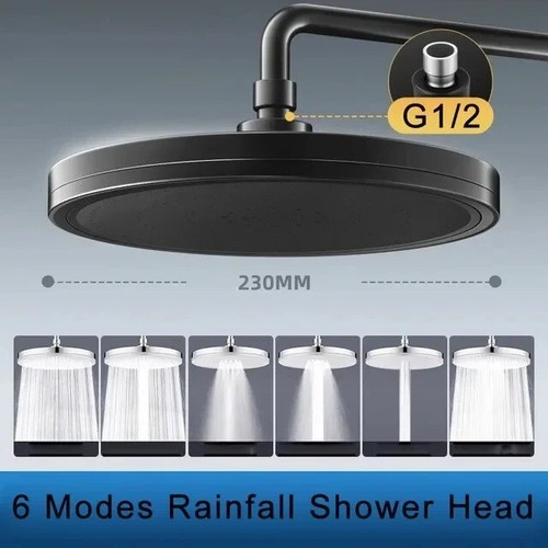 Big Panel Showerhead 6 Mode Supercharge Rainfall Shower Head Bathroom Accessorie - Picture 15 of 16