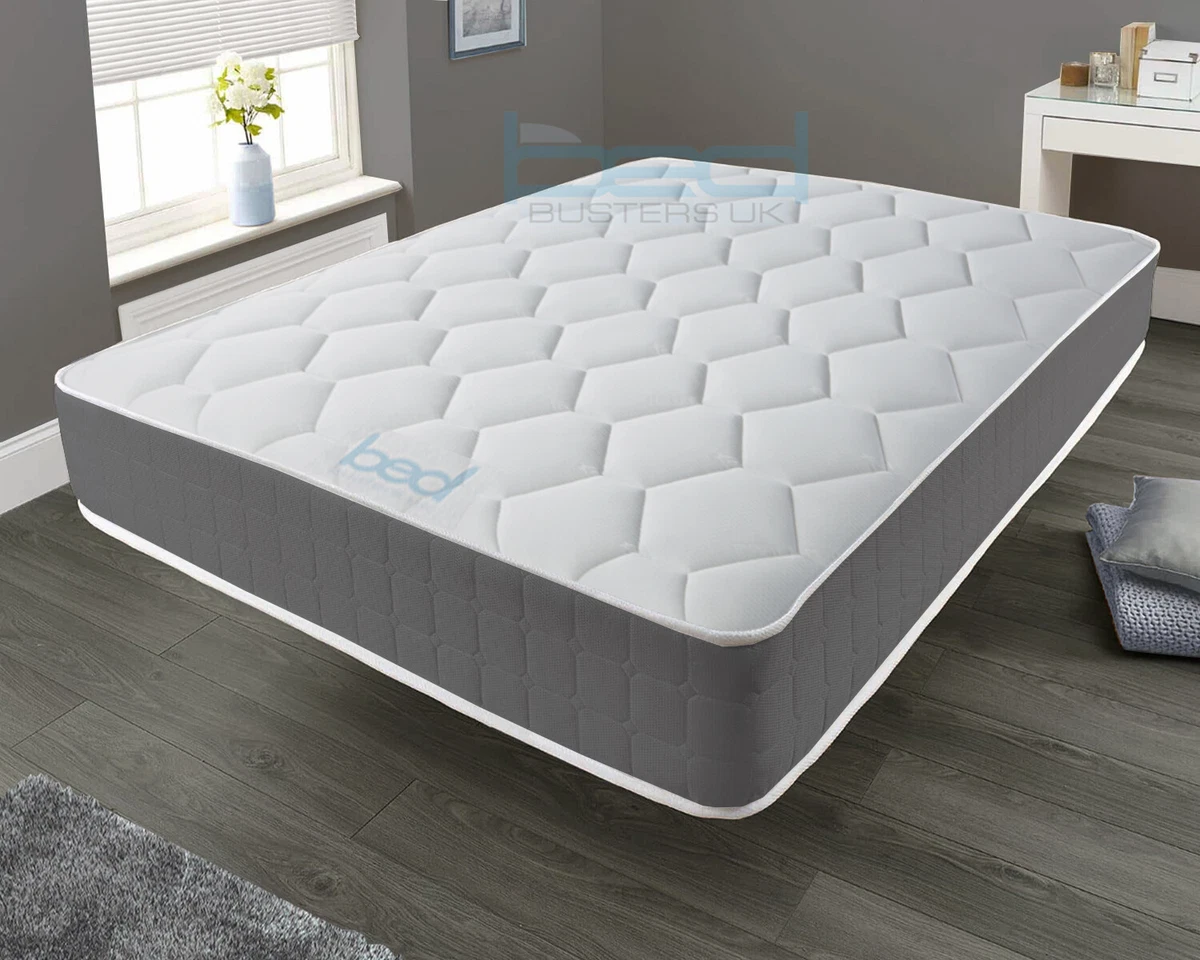 Grey Memory Foam Spring Mattress 3ft Single 4ft6 Double 5ft King 6ft Super K