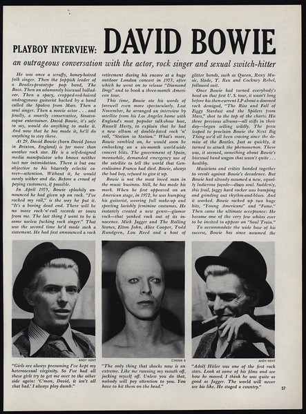 1976 DAVID BOWIE PLAYBOY Interview 10 Page Magazine Article
