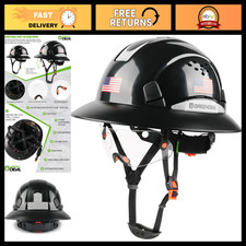 Vented Full Brim Hard Hat Safety Helmet - OSHA Approved, Adjustable 6-Point Susp