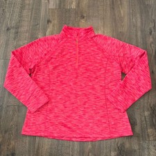 TEK GEAR Women  s Size XL 1/4 Zip Pullover Fleece Sweatshirt Pink Active Workout