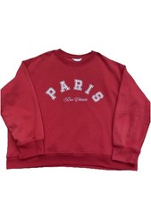 HM Oversize Red Sweatshirt Round Neck Long Sleeve Paris Logo Large MARK on front