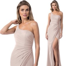 Azazie Cassia Rose Petal Pink Stretch Mesh Bridesmaids Maxi Dress 6