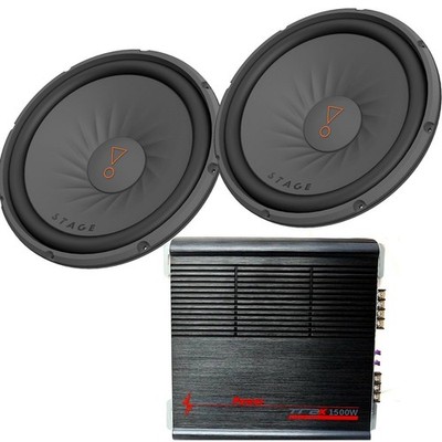 PAIR JBL Subwoofers Stage1 22 12 inch 1000W EACH 4 Ohm + Mono Amplifier for Bass