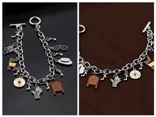 V169 MICHAEL JACKSON THEME HAT GLOVE JACKET ABC CHARM BRACELET