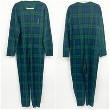 Polo Ralph Lauren Mens Plaid Polo Bear Holiday One Piece Cotton Pajamas Size L