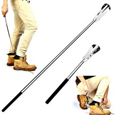 Adjustable Length ,RetractableStainless Steel Shoe Horn with Non-Slip Handle