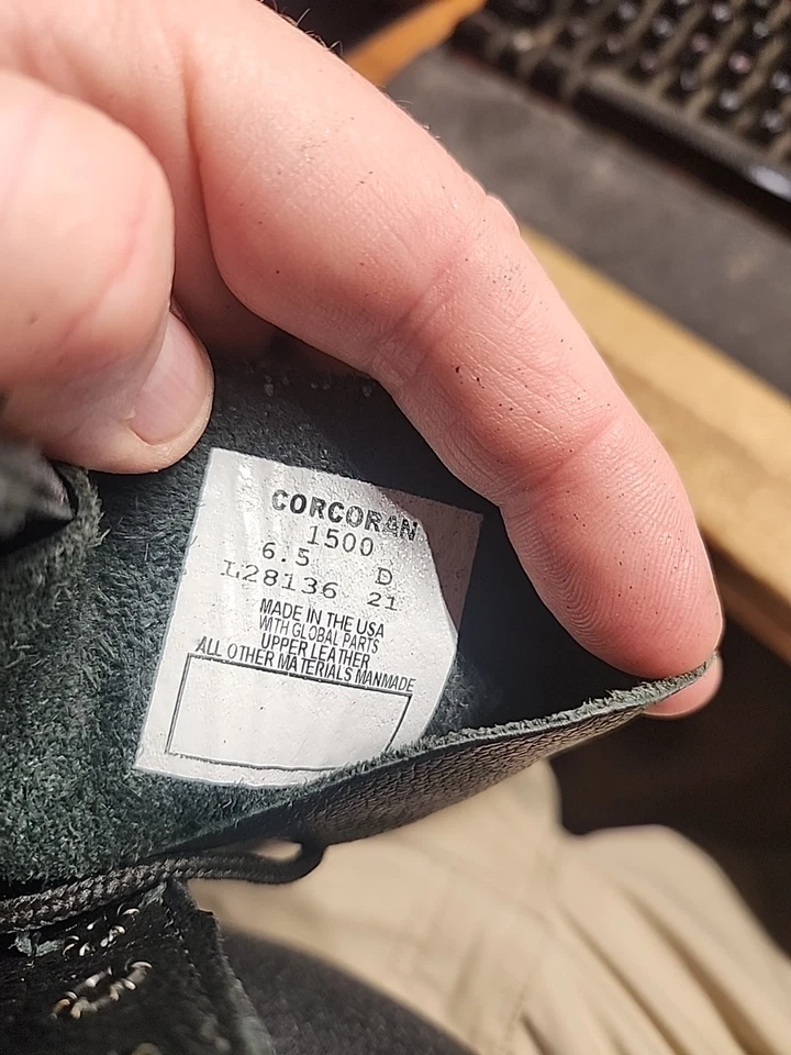 Botas de salto Corcoran 1500 10" para hombre talla 6,5 D negras en muy buen estado Foto 4 de 4