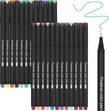 24 Fineliner Pens Set 0.4Mm Ultra Fine Tip Drawing Markers for Adult Coloring Bo