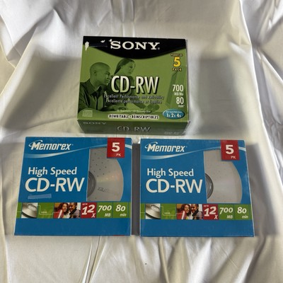 Lot Of 3 Memorex/Sony CD-RW 5 Pack Blank Discs 700MB 80Min Rewritable New *descr