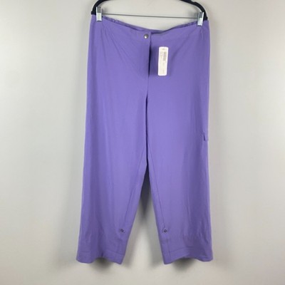 Chicos Cargo Roll Up Pants Size 2 US 12 Large Purple Balance Straight Leg