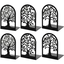Book Ends, Metal Bookends for Shelves Decorative, Tree Stopper for Heavy Book...