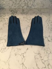 Women's Grandoe Bill Blass Suede Vintage Peacock Blue Gloves Size 7/5 NWT