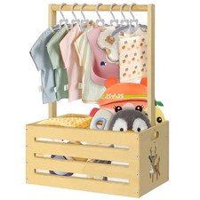 Wooden Baby Shower Crate Closet Baby Toy Storage Basket with Handle for Newbo...