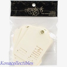 Graphic 45 Staples STENCIL-CUT ATC TAGS IVORY To  From 10 Scrapbooking