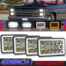 4pcs 4x6 Led Headlights Drl Hilo Beam For Chevy C10 Pickup Truck 1980-1986