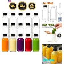 2 oz 60ml 15 Pack Leak-Proof Clear Glass Boston Round Bottles with lids - Min...