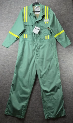 Crude FR Coveralls Green w/ Reflective Mens Sz XL Short Fire Resistant NWT - product listing photo