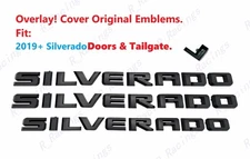 OVERLAY 3pcs Matte Black Doors Rear Tailgate Silverado Letters Emblem 2019+ 1500